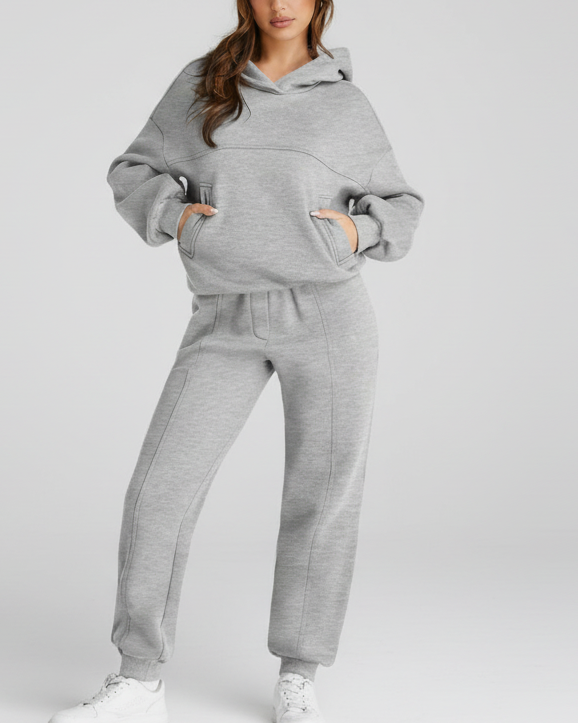 Women's grey hoodie and sweatpants - the classic grey sweatsuit