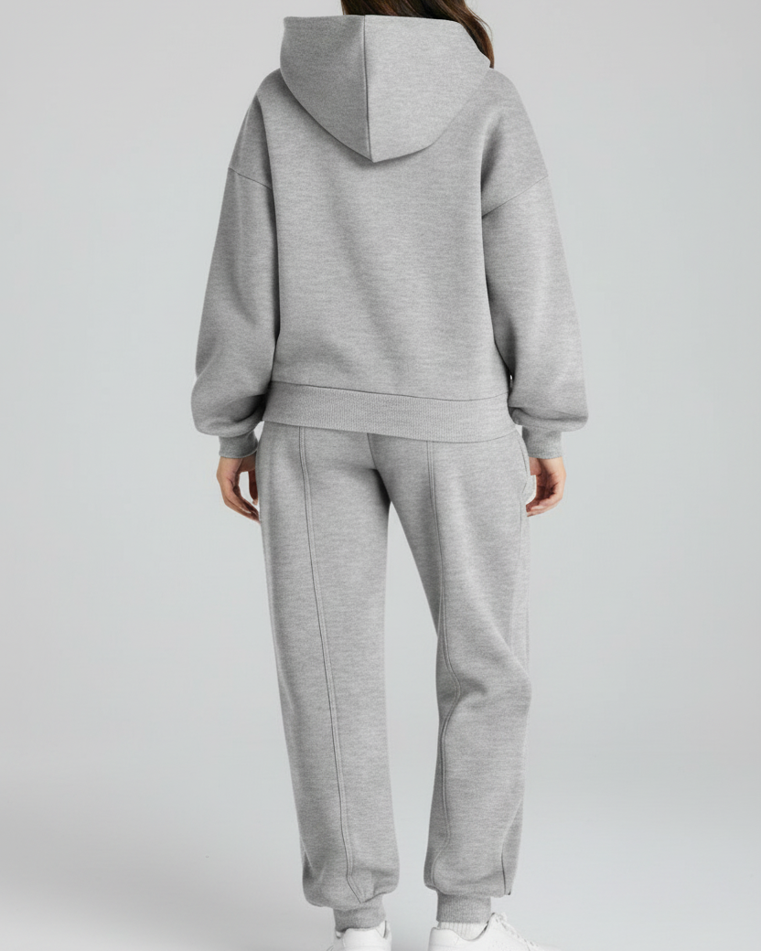 Women's grey hoodie and sweatpants - the classic grey sweatsuit