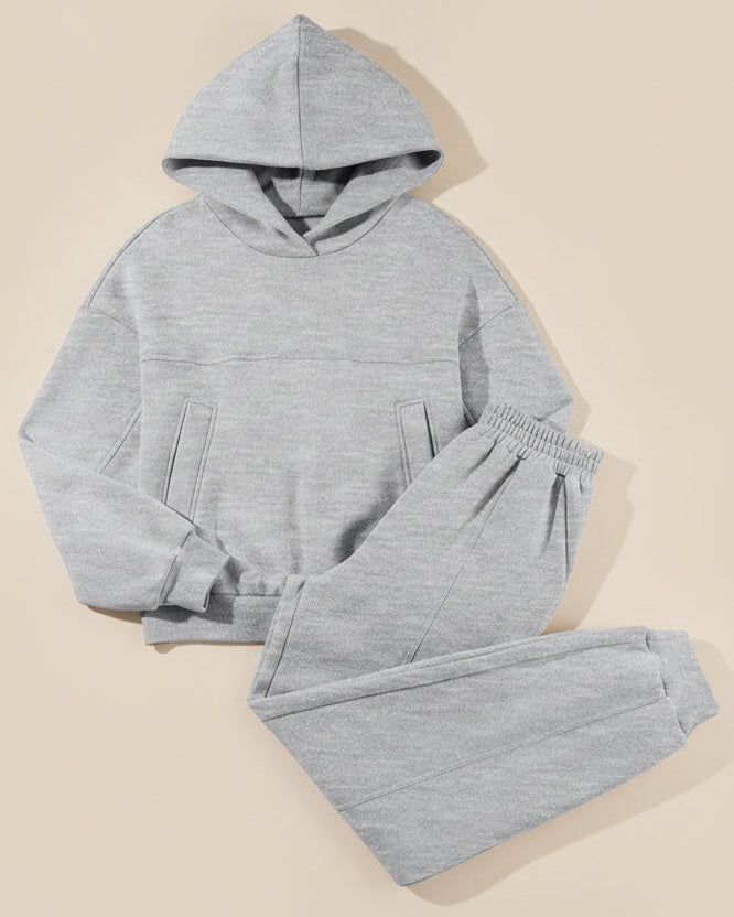 Women's grey hoodie and sweatpants - the classic grey sweatsuit