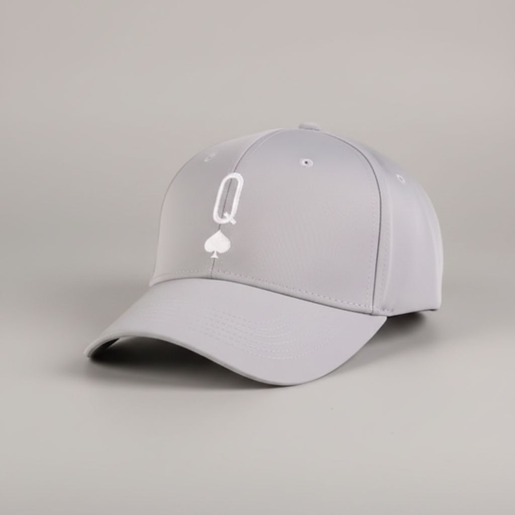 Grey Fit Queen hat side view showing adjustable Velcro strap